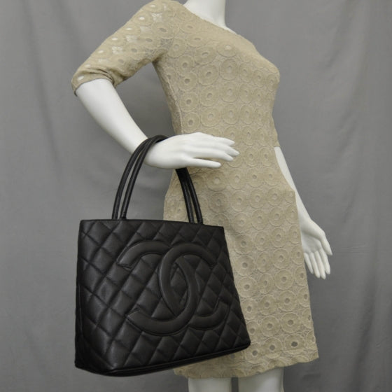 Chanel Caviar Medallion Tote Black GHW 2 of 10