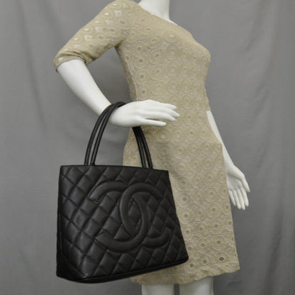 Chanel Caviar Medallion Tote Black GHW 2 of 10