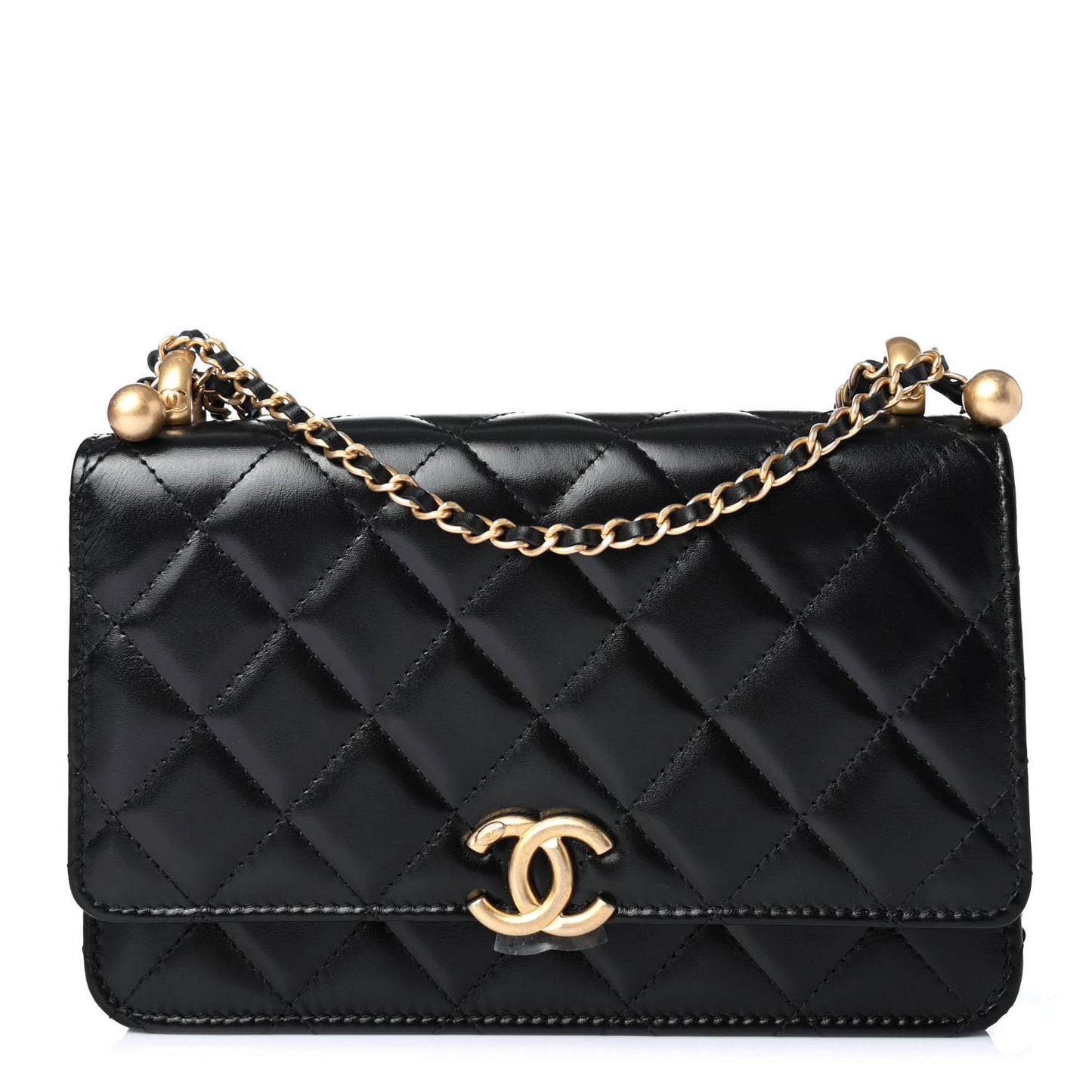Calfskin Quilted Perfect Fit Wallet On Chain WOC Black