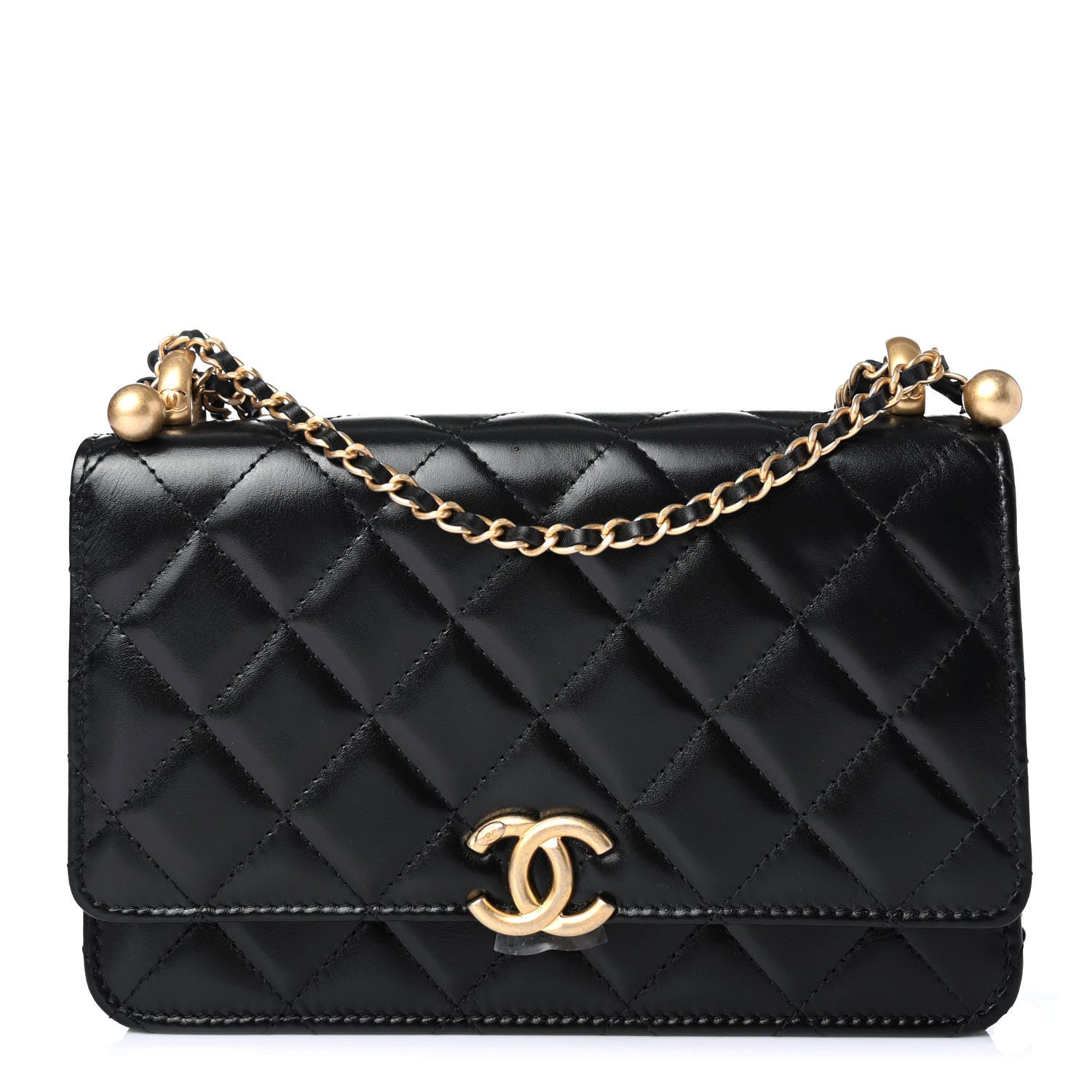 Chanel Calfskin Quilted Perfect Fit Wallet On Chain WOC Black 1 of 4