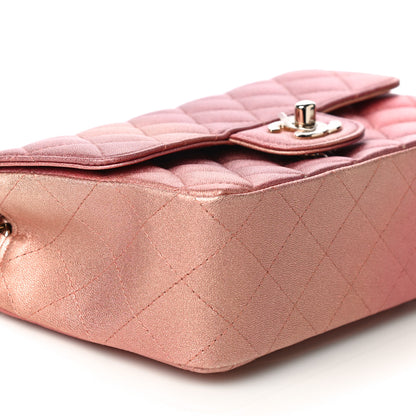 Chanel Metallic Lambskin Quilted Ombre Mini Rectangular Flap Pink 16 of 25