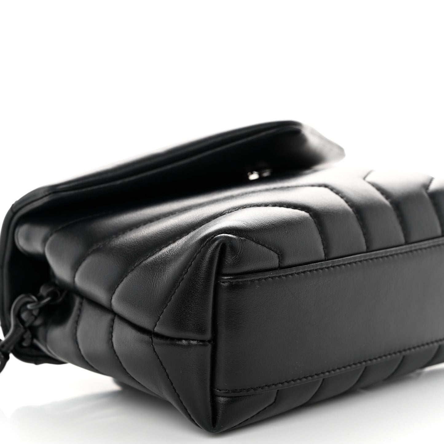 Calfskin Y Quilted Monogram Monochrome Toy Loulou Crossbody Bag Black