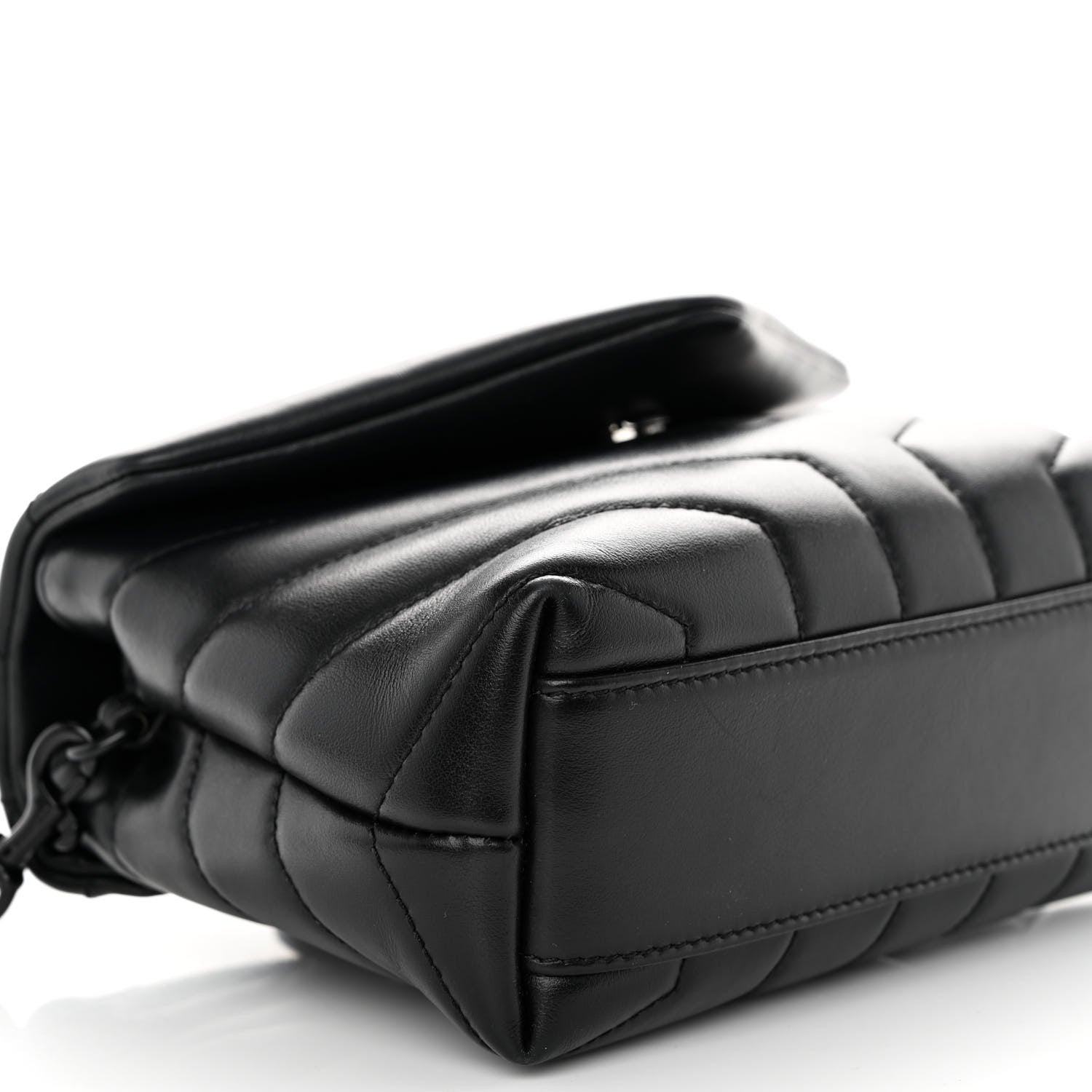 Saint Laurent Calfskin Y Quilted Monogram Monochrome Toy Loulou Crossbody Bag Black 7 of 8