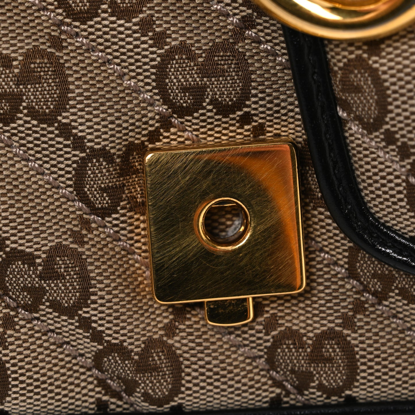 Monogram Matelasse Diagonal Small GG Marmont Shoulder Bag Beige Black
