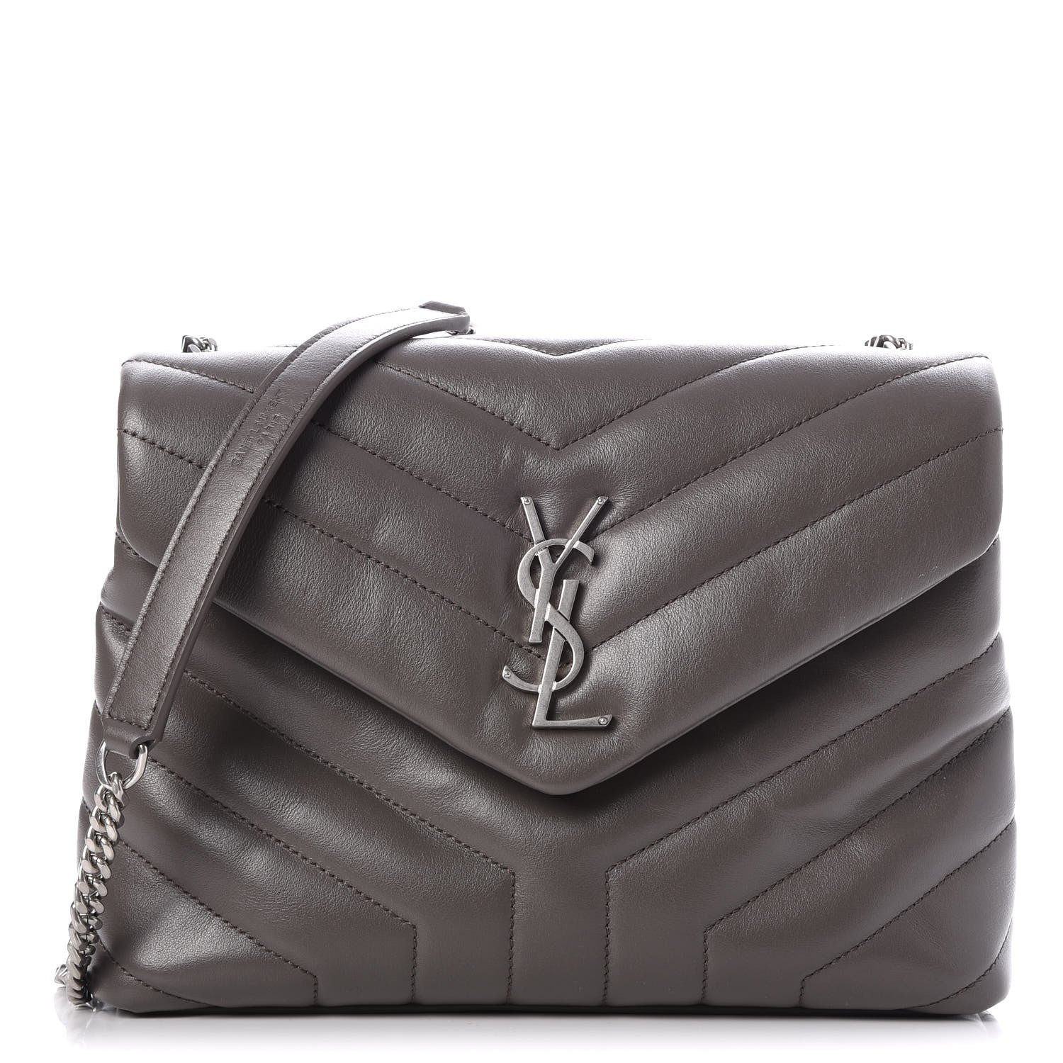 Saint Laurent Calfskin Y Quilted Monogram Small Loulou Chain Satchel Earth 1 of 7
