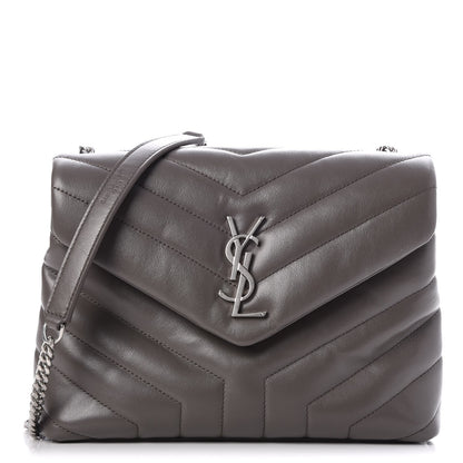 Saint Laurent Calfskin Y Quilted Monogram Small Loulou Chain Satchel Earth 1 of 7