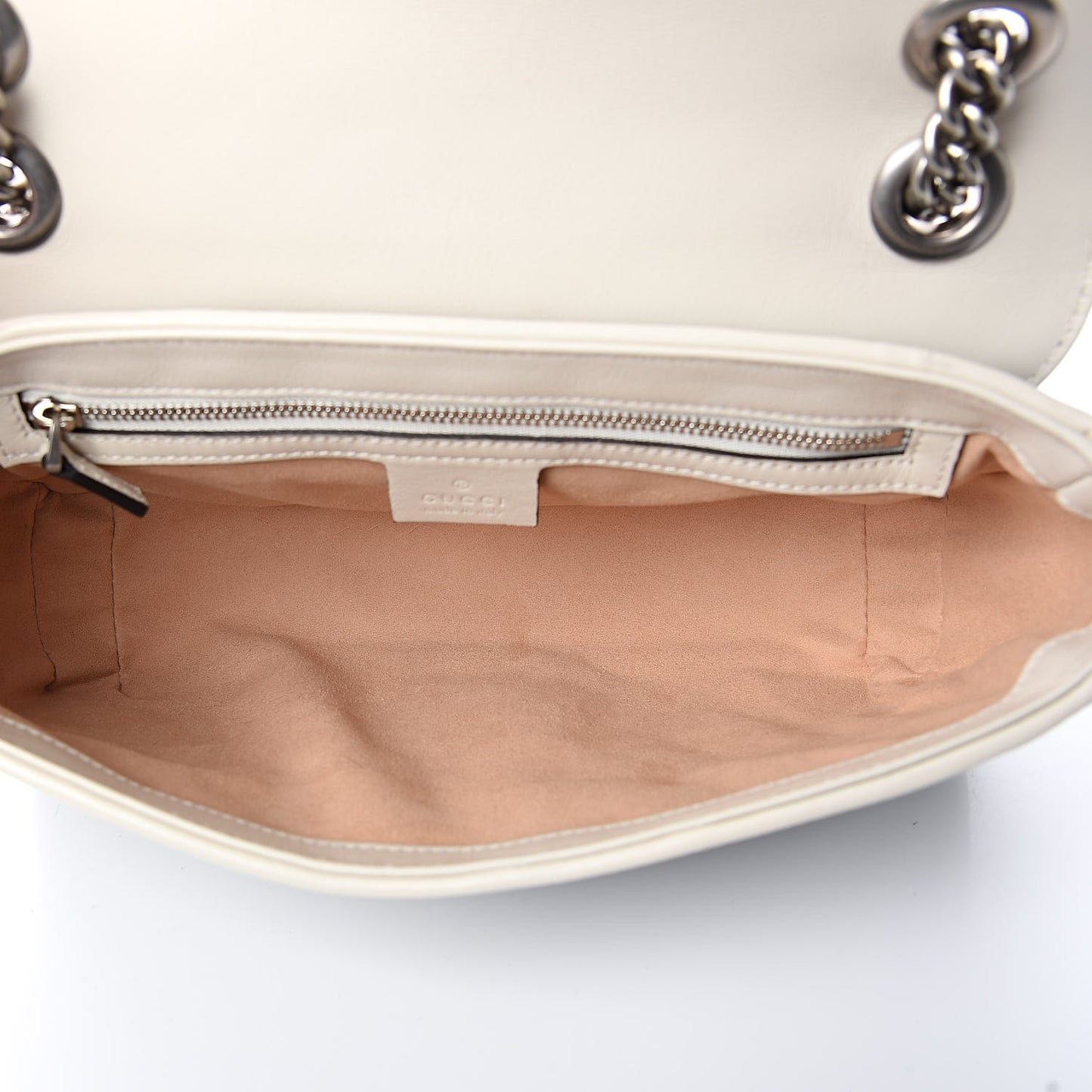 Vintage Effect Calfskin Matelasse Diagonal Small Torchon GG Marmont Shoulder Bag Blue Agata Mystic White