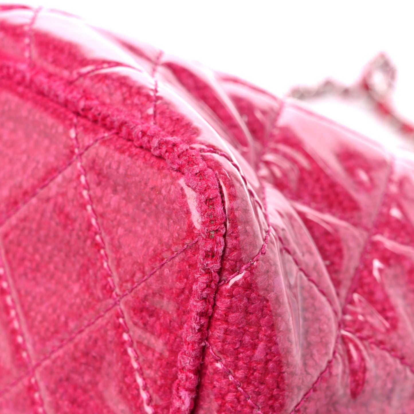 Vinyl Quilted Funny Tweed Tote Fuchsia