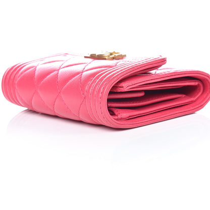 Chanel Lambskin Quilted Compact Boy Wallet Fuchsia 15 of 17