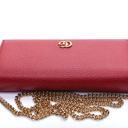 Gucci Dollar Calfskin Petite GG Marmont Wallet Chain Bag Hibiscus Red 10 of 11