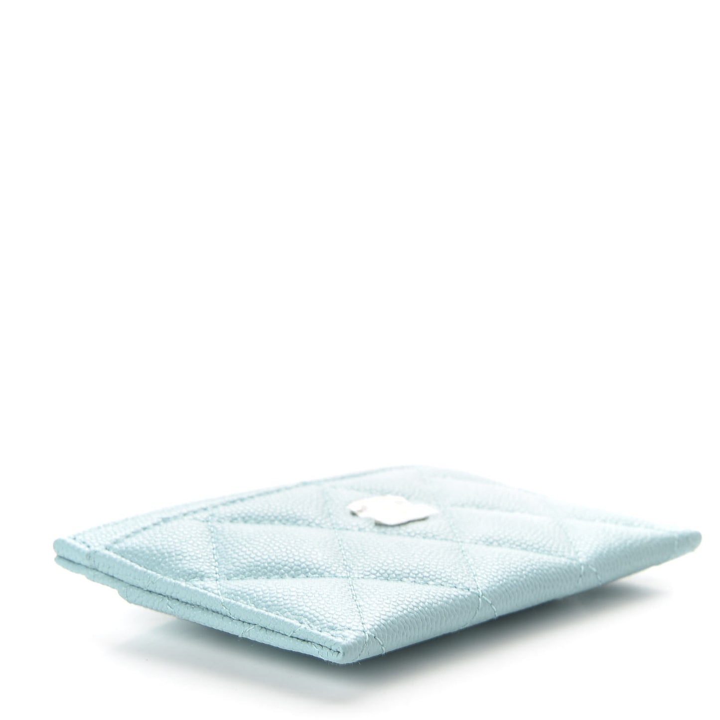 Caviar Quilted Card Holder Light Blue