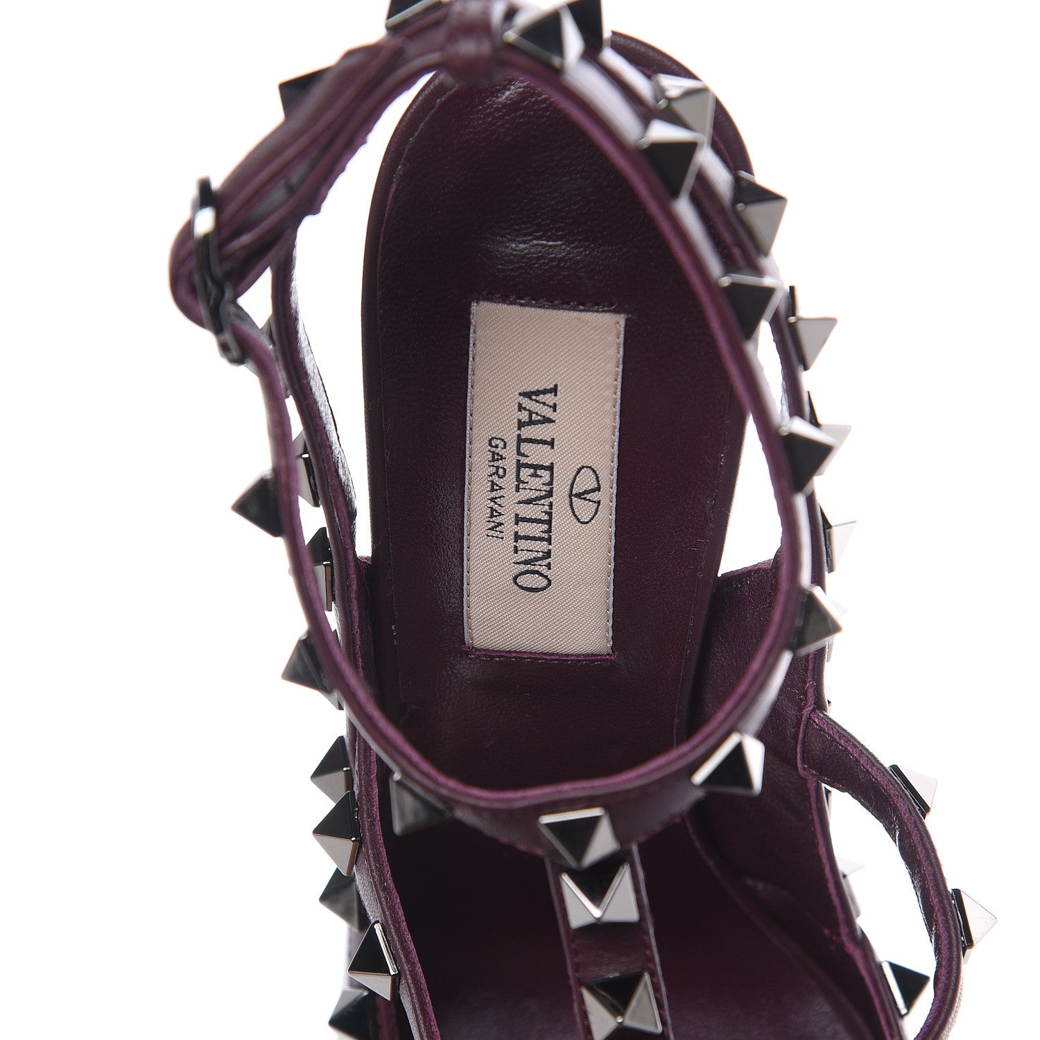 Valentino Garavani Wrinkled Patent Nappa Rockstud Ankle Strap 100mm Pumps 35 Rubin 7 of 7