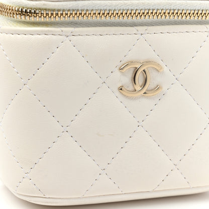 Chanel Lambskin Quilted Mini Camellia Bow Vanity Case With Chain White 11 of 15