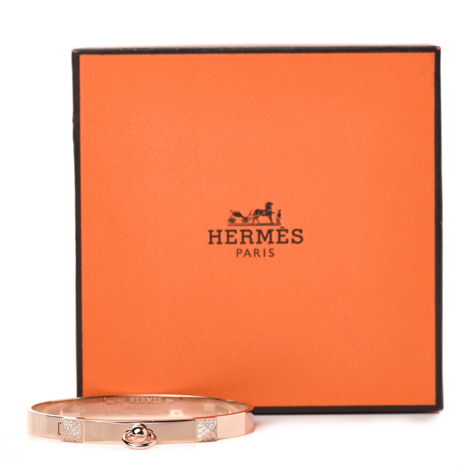 Hermes 18K Rose Gold Diamond PM Collier De Chien Bracelet SH 5 of 5