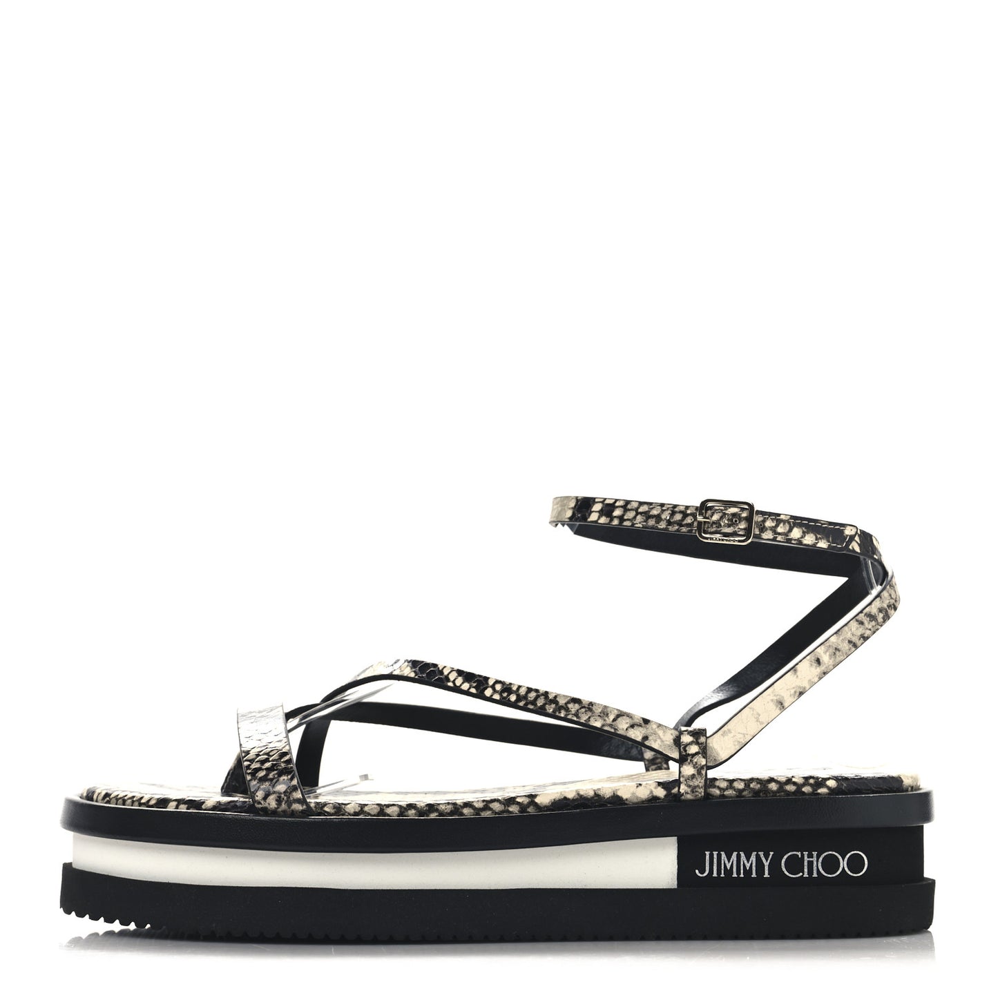 Snake Embossed Pine Platform Sandals 38 Roccia