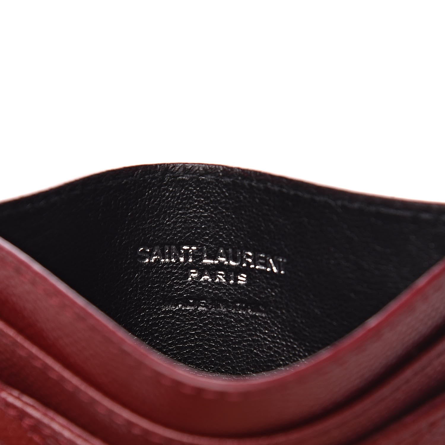 Saint Laurent Grain De Poudre Matelasse Chevron Monogram Credit Card Case Palissandre 5 of 7