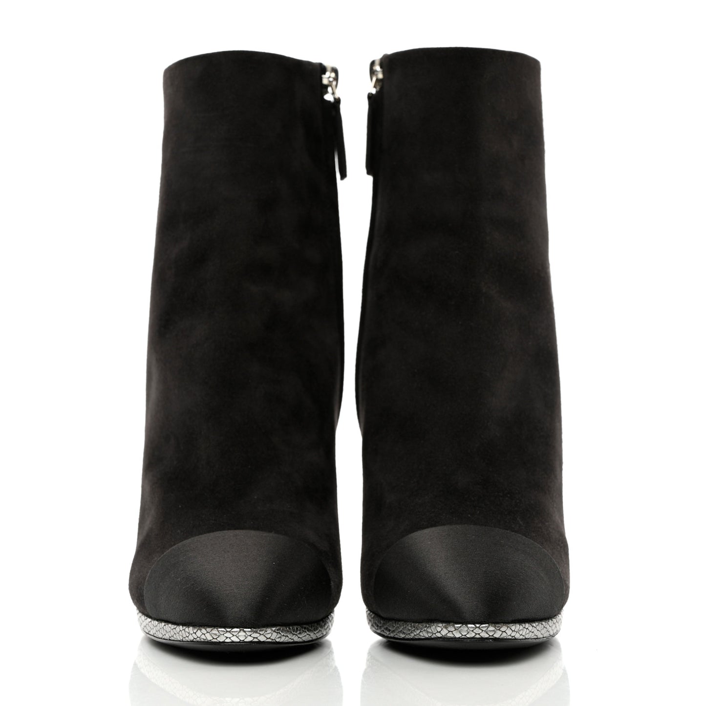 Suede Calfskin Satin Short Boots 39.5 Dark Grey