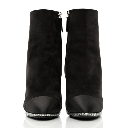 Chanel Suede Calfskin Satin Short Boots 39.5 Dark Grey 2 of 12