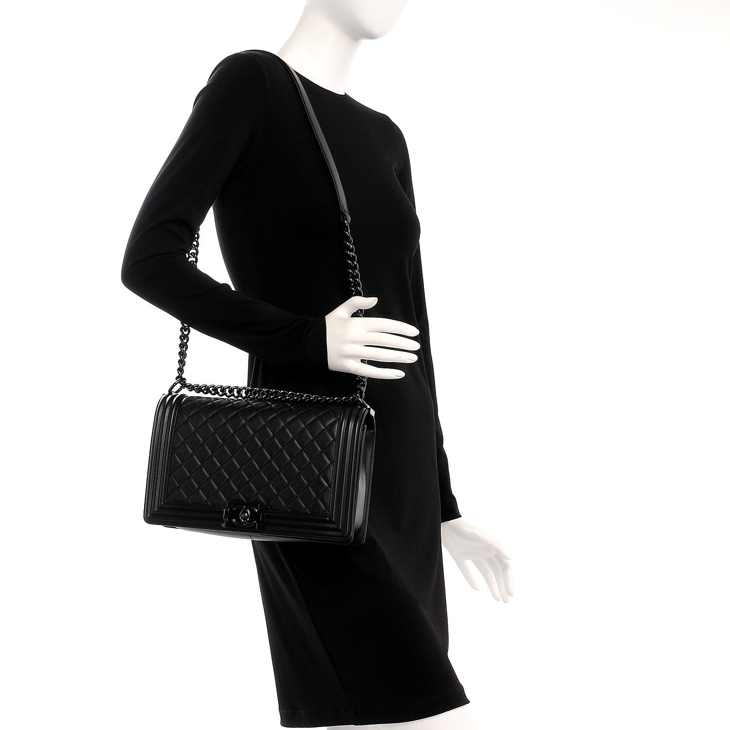 Chanel Calfskin Quilted New Medium Boy Flap So Black 2 of 8