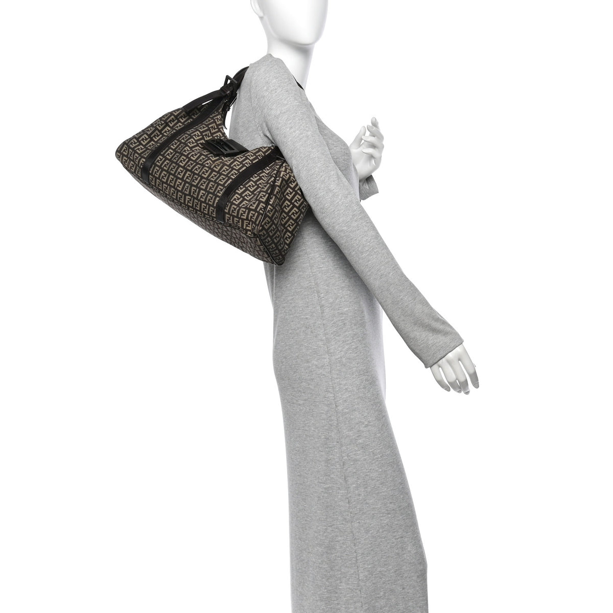 Fendi Zucchino Vitello Shoulder Bag Testa di Moro Beige 2 of 10