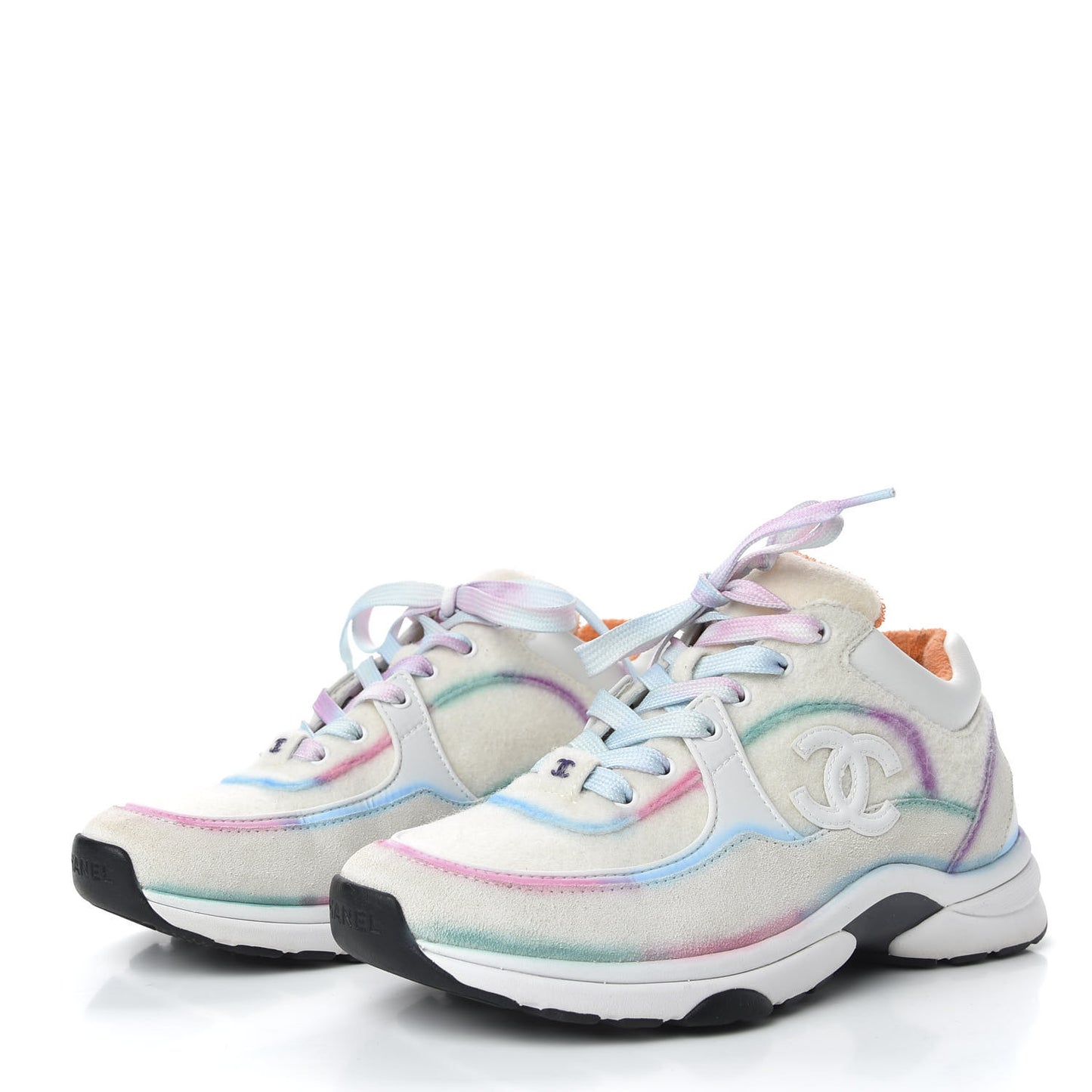 Wool Suede Calfskin CC Sneakers 37 Multicolor