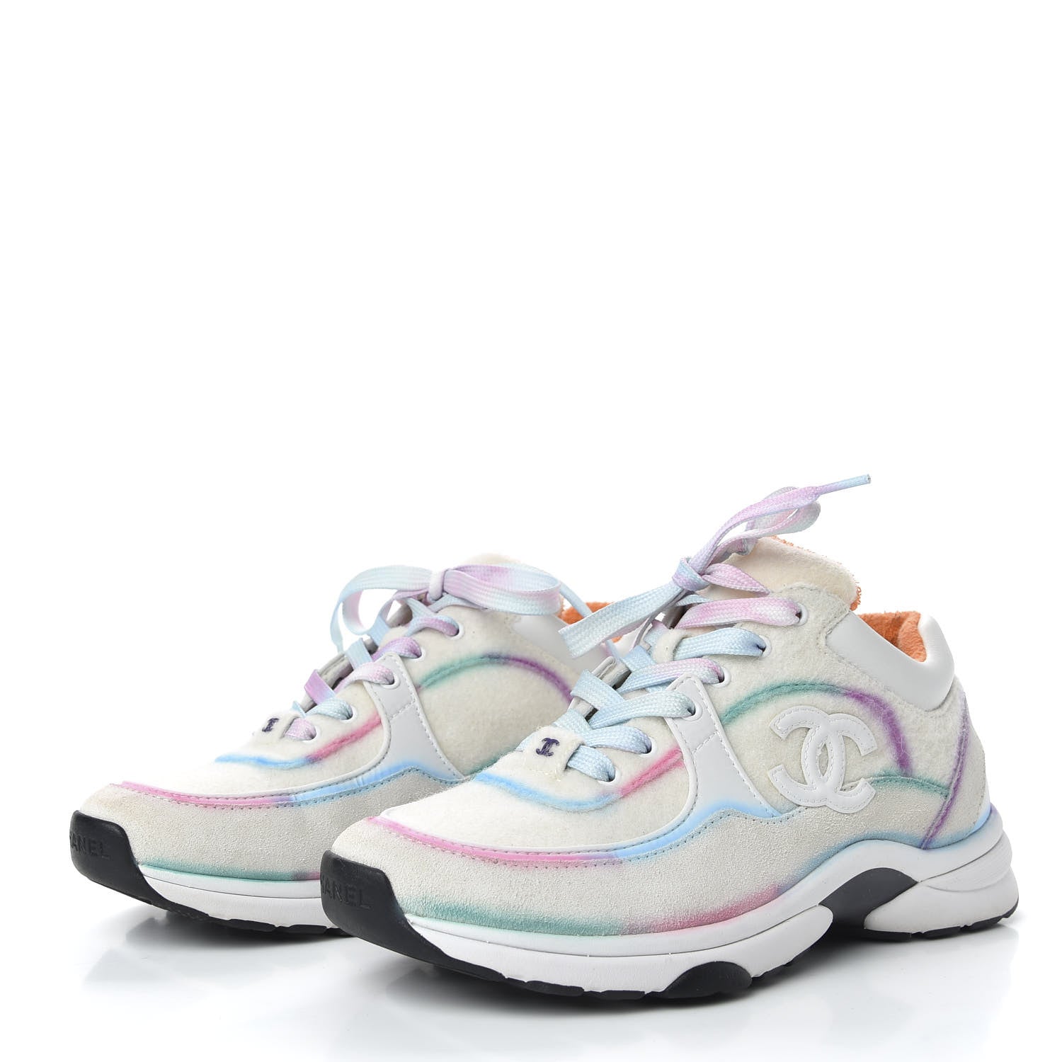 Chanel Wool Suede Calfskin CC Sneakers 37 Multicolor 3 of 11