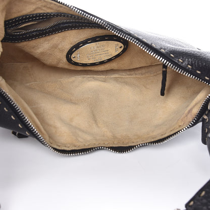 Fendi Calfskin Romano Selleria Shoulder Bag Black 5 of 13