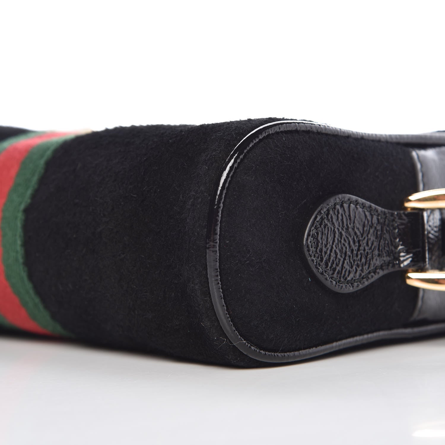 Gucci Suede Patent Web Mini Ophidia Shoulder Bag Black 9 of 10