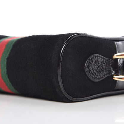 Gucci Suede Patent Web Mini Ophidia Shoulder Bag Black 9 of 10