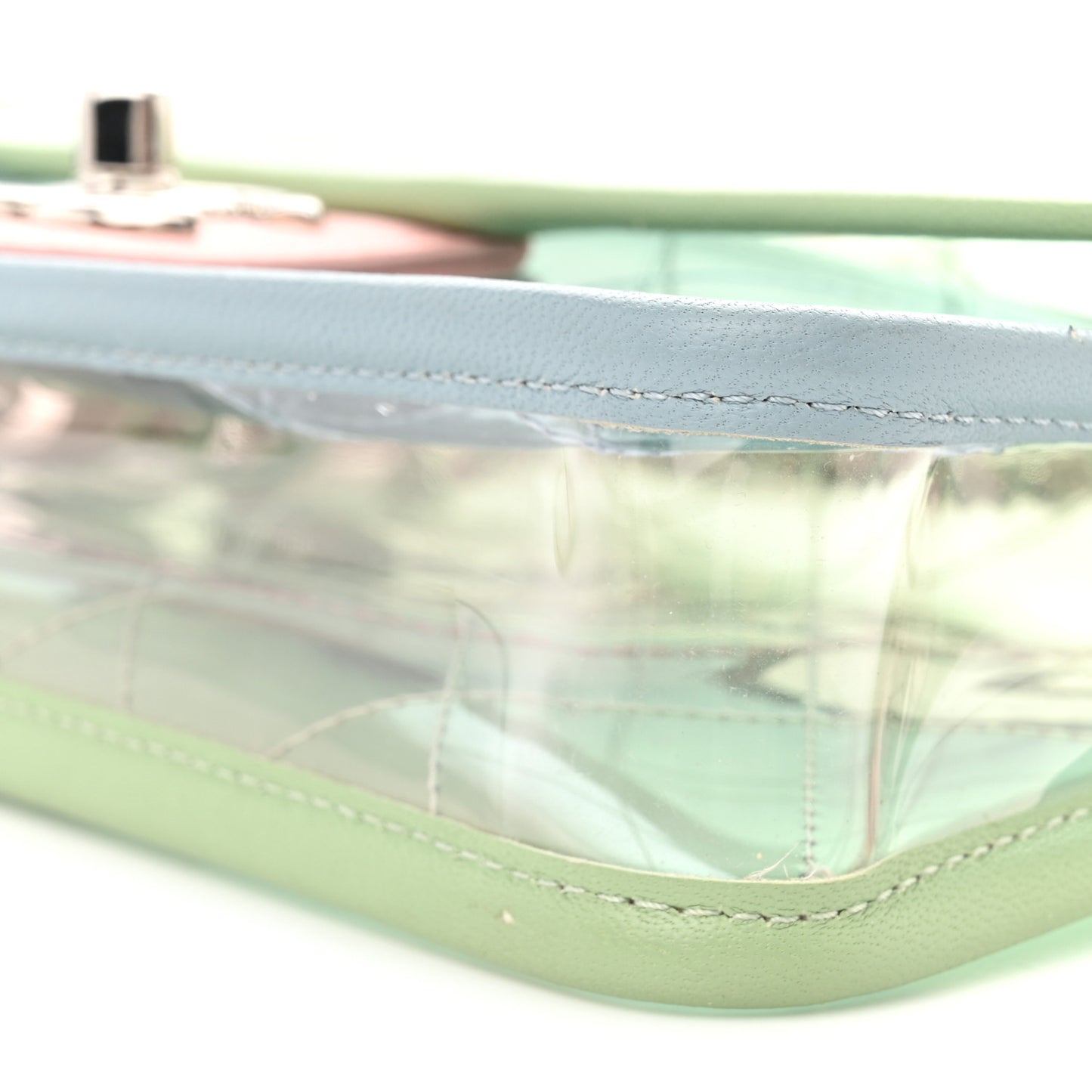 Lambskin PVC Quilted Mini Coco Splash Flap Blue Green