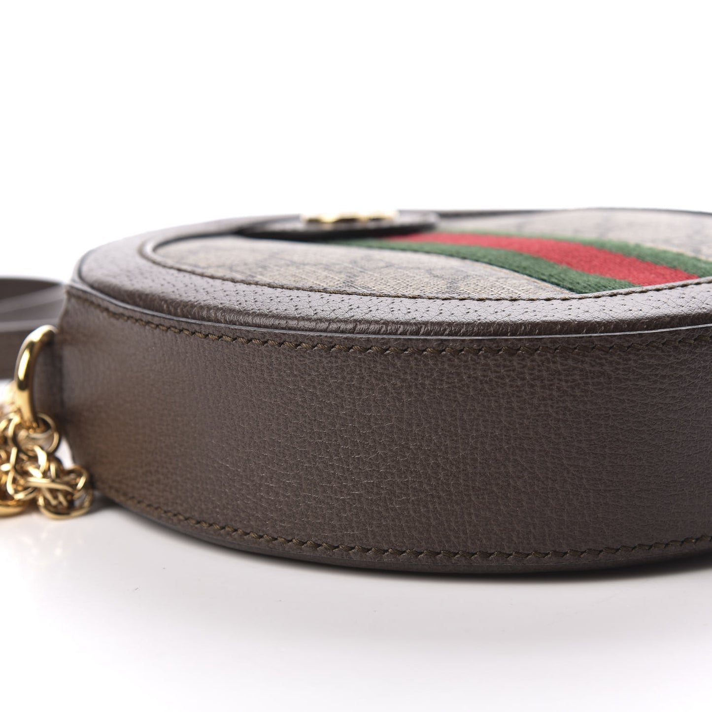 GG Supreme Monogram Web Mini Ophidia Round Shoulder Bag Brown