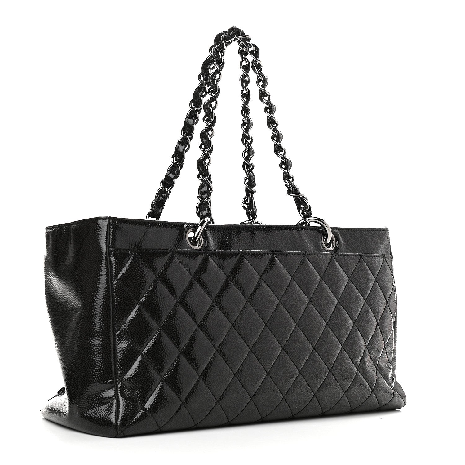 Chanel Glazed Caviar Quilted Diamond Shine Small Tote Black 3 of 11