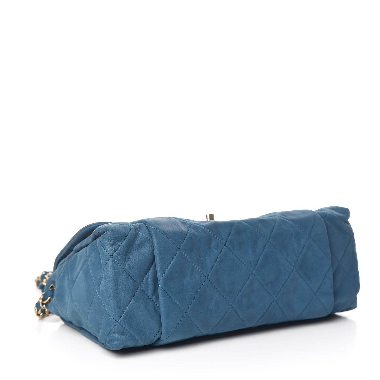 Iridescent Calfskin Large Chic Quilt Flap Dark Blue