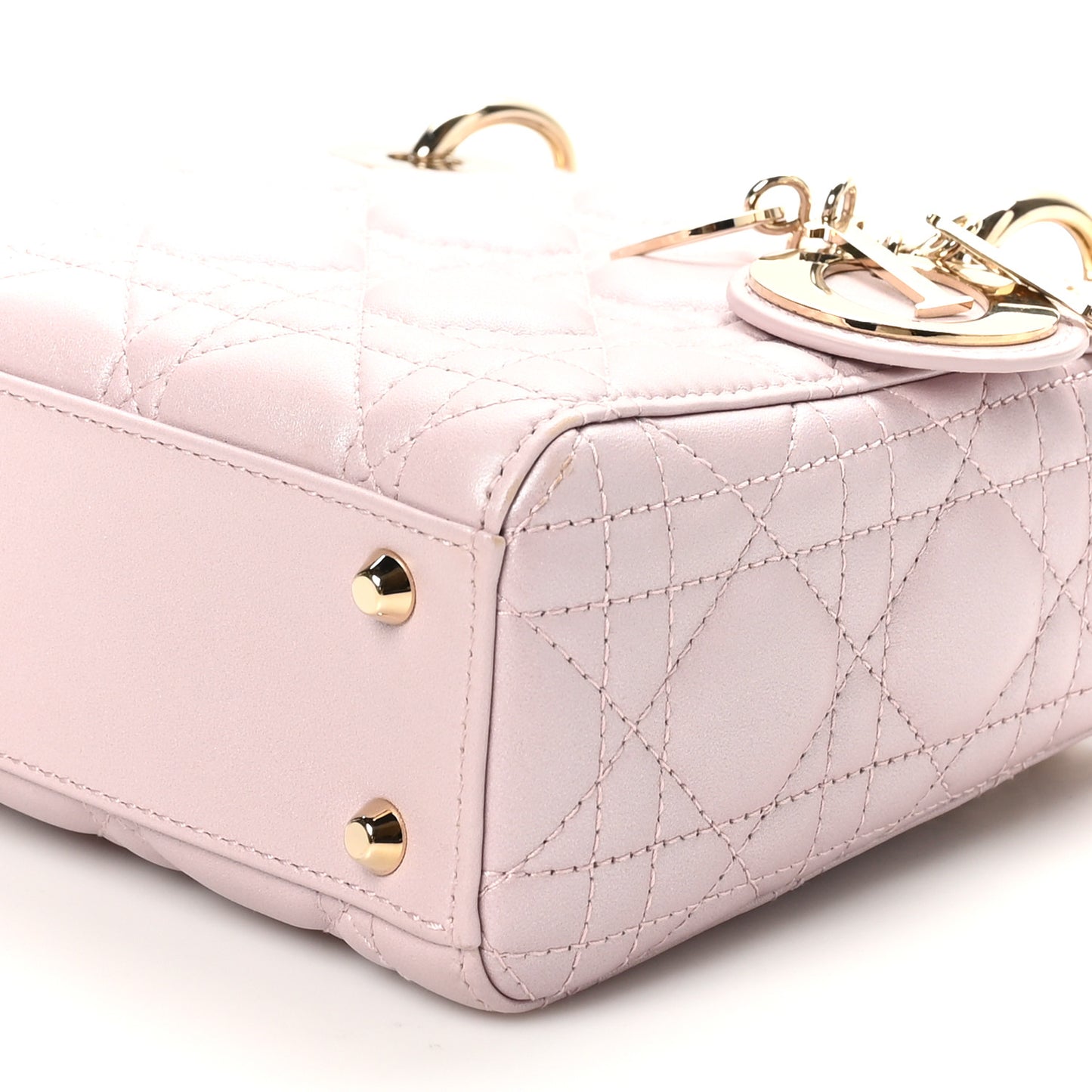 Metallic Lambskin Cannage Mini Lady Dior Lotus