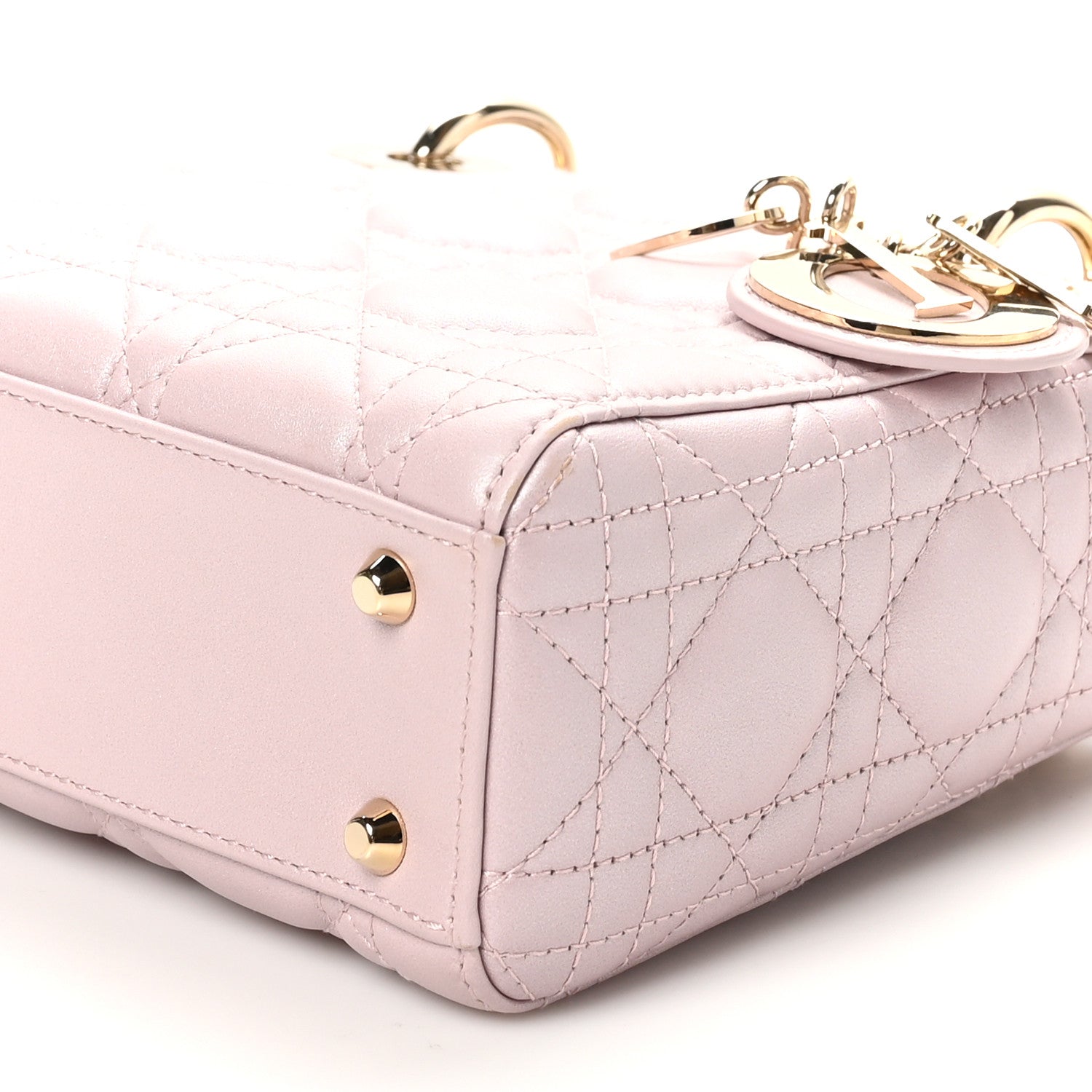 Christian Dior Metallic Lambskin Cannage Mini Lady Dior Lotus 10 of 10