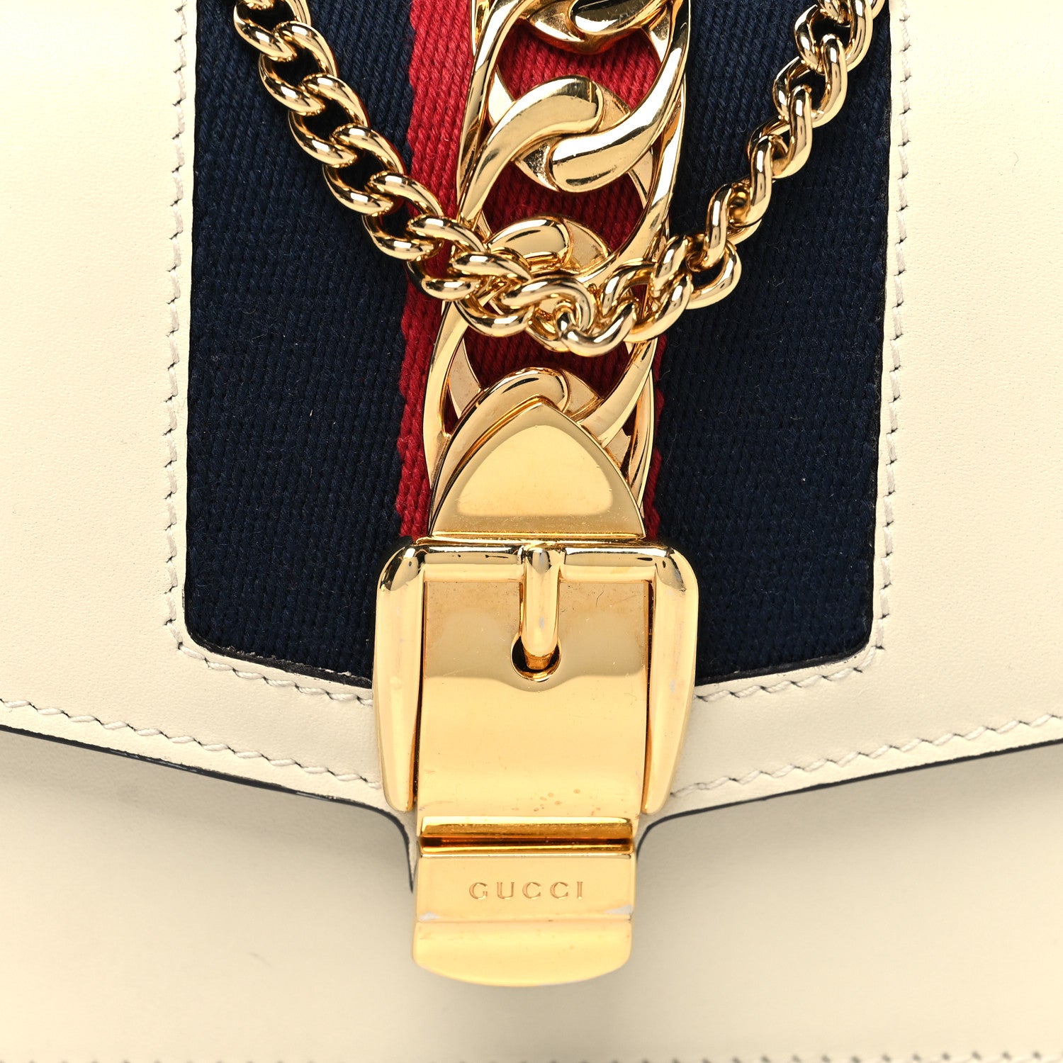 Gucci Calfskin Super Mini Sylvie Chain Shoulder Bag White 8 of 11