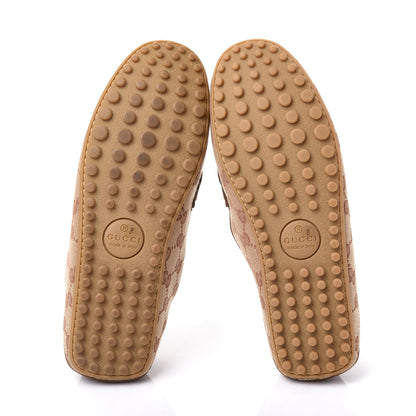 Gucci GG Monogram Suede Mens Driver Loafers 8 Beige Ruggine Cuir 5 of 9