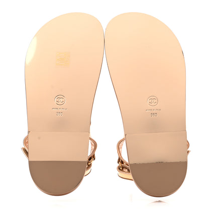 Chanel Metallic Laminated Calfskin Velcro Dad Sandals 38 Golden 5 of 8