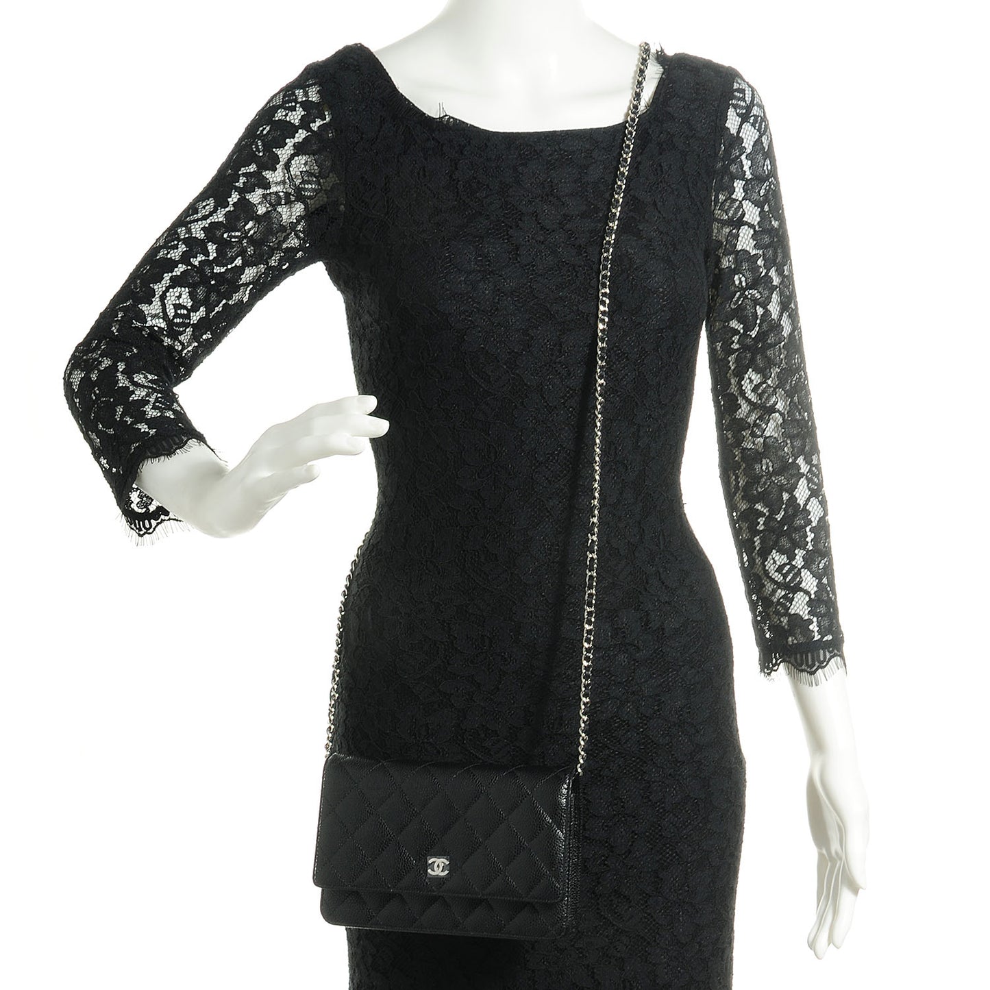 Caviar Quilted Wallet On Chain WOC Black