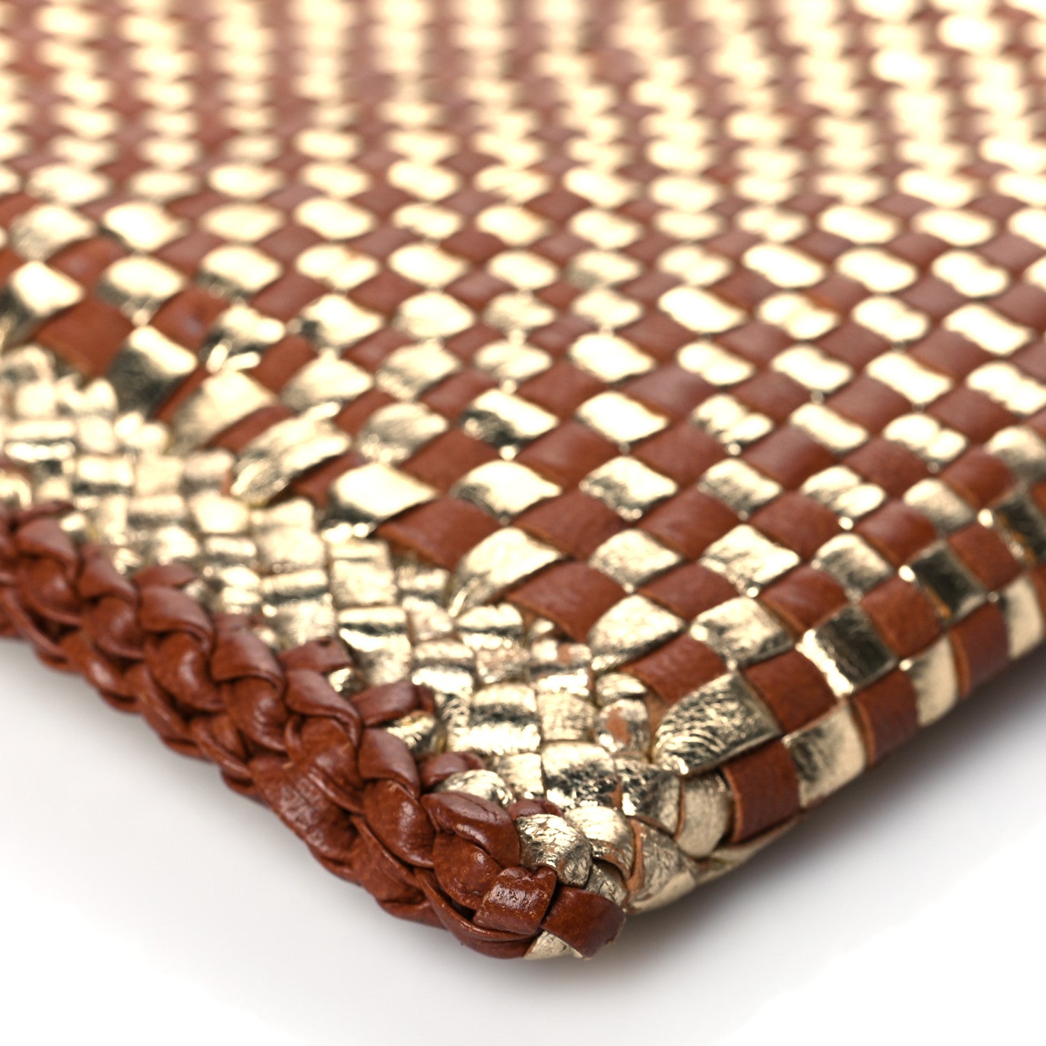 Prada Goatskin Woven Pouch Gold 9 of 10