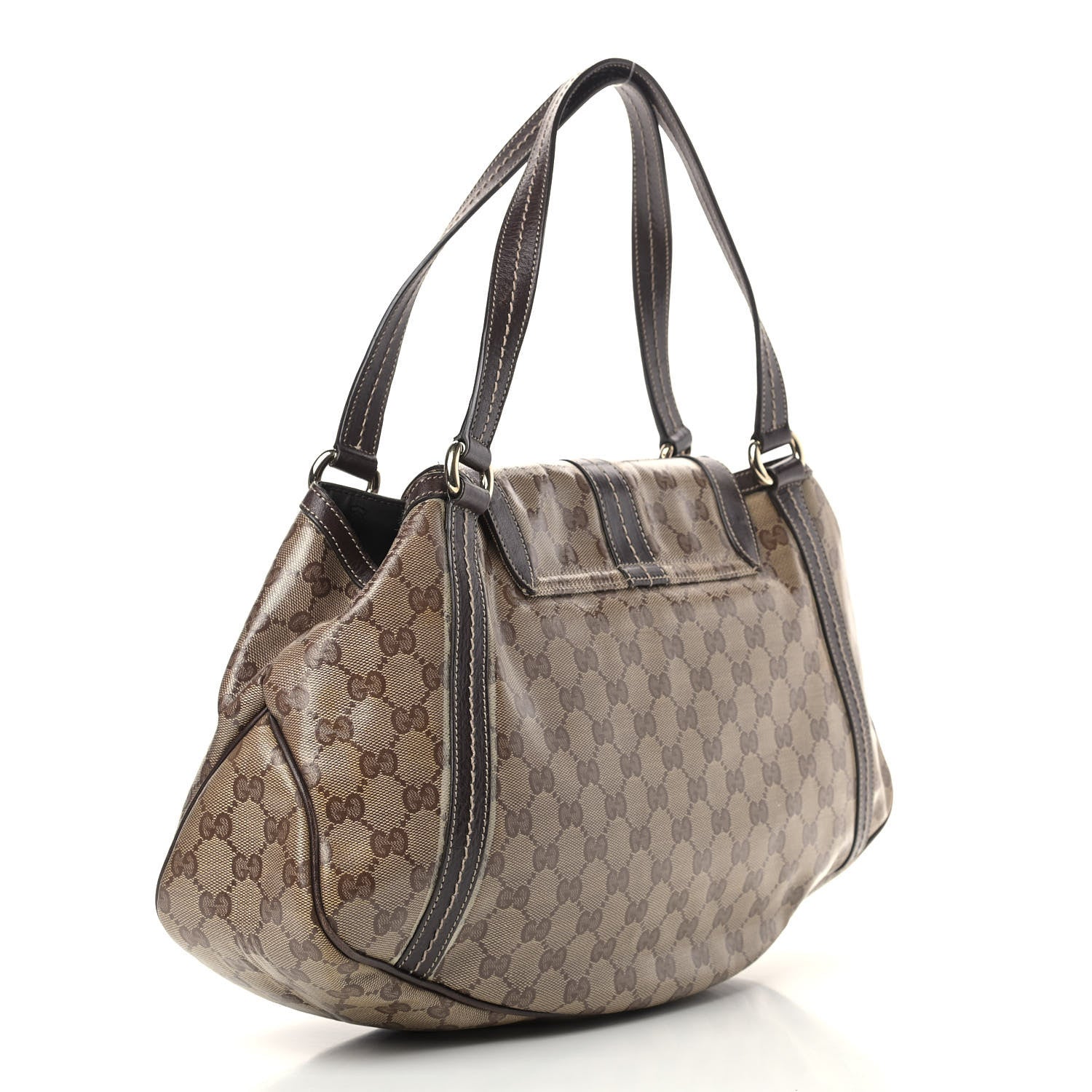 Gucci Crystal Monogram Duchessa Flap Shoulder Bag Dark Brown 3 of 14