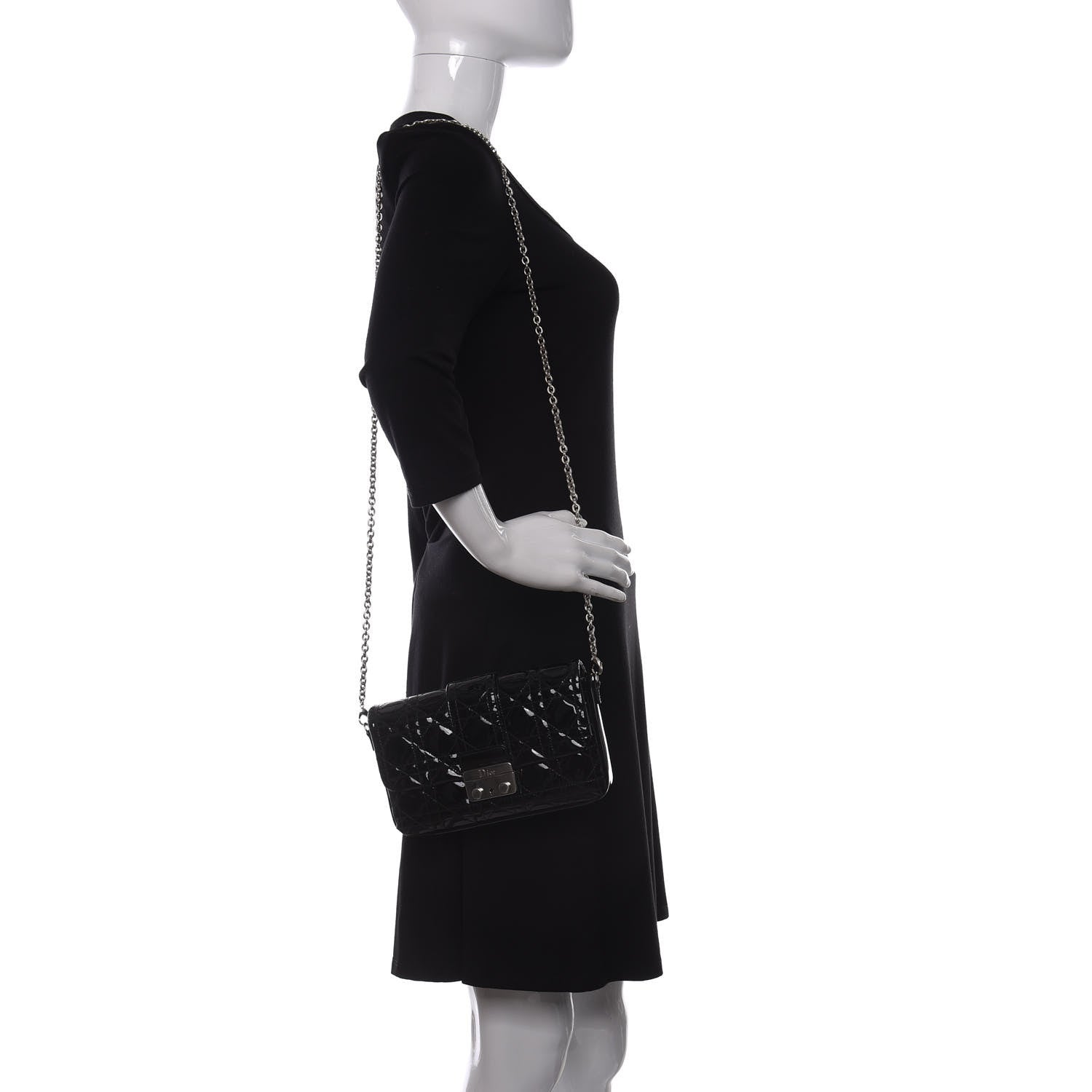 Christian Dior Patent Cannage New Lock Pouch Black 2 of 10