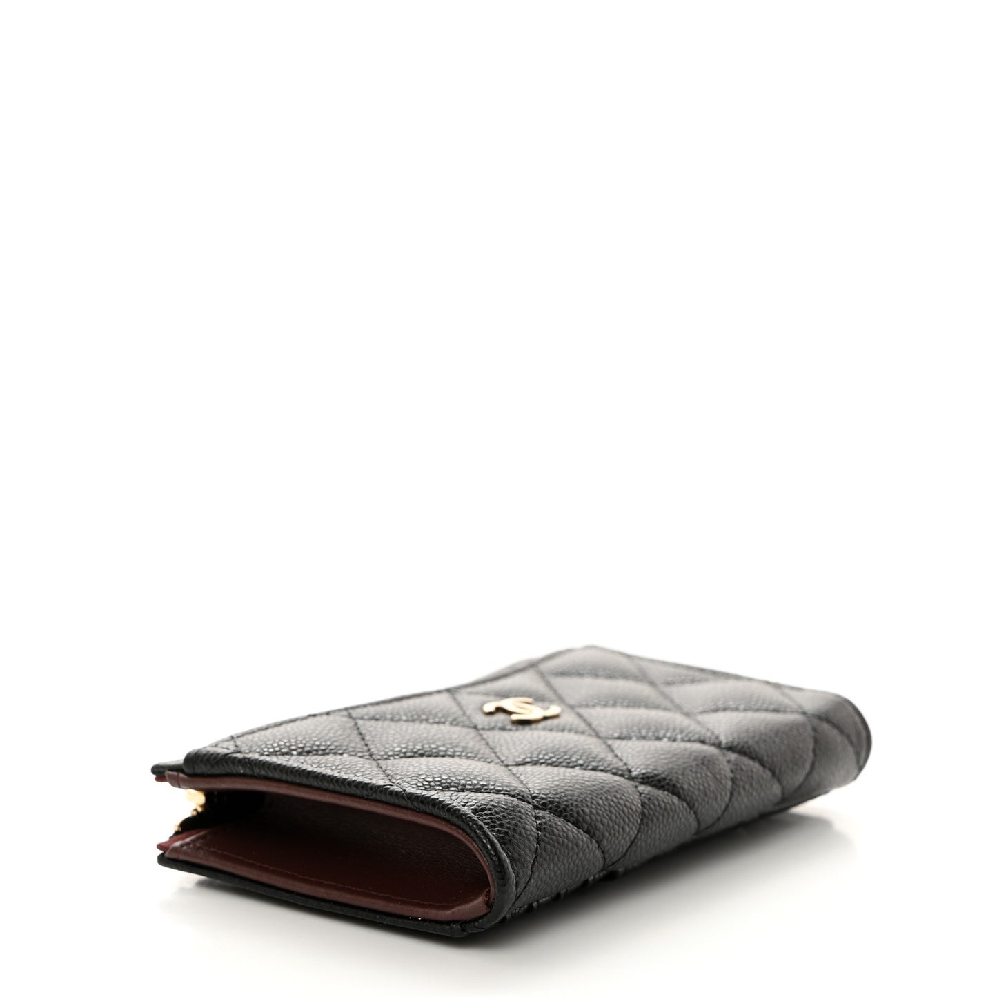 Caviar Quilted CC Zip Around Card Holder Black