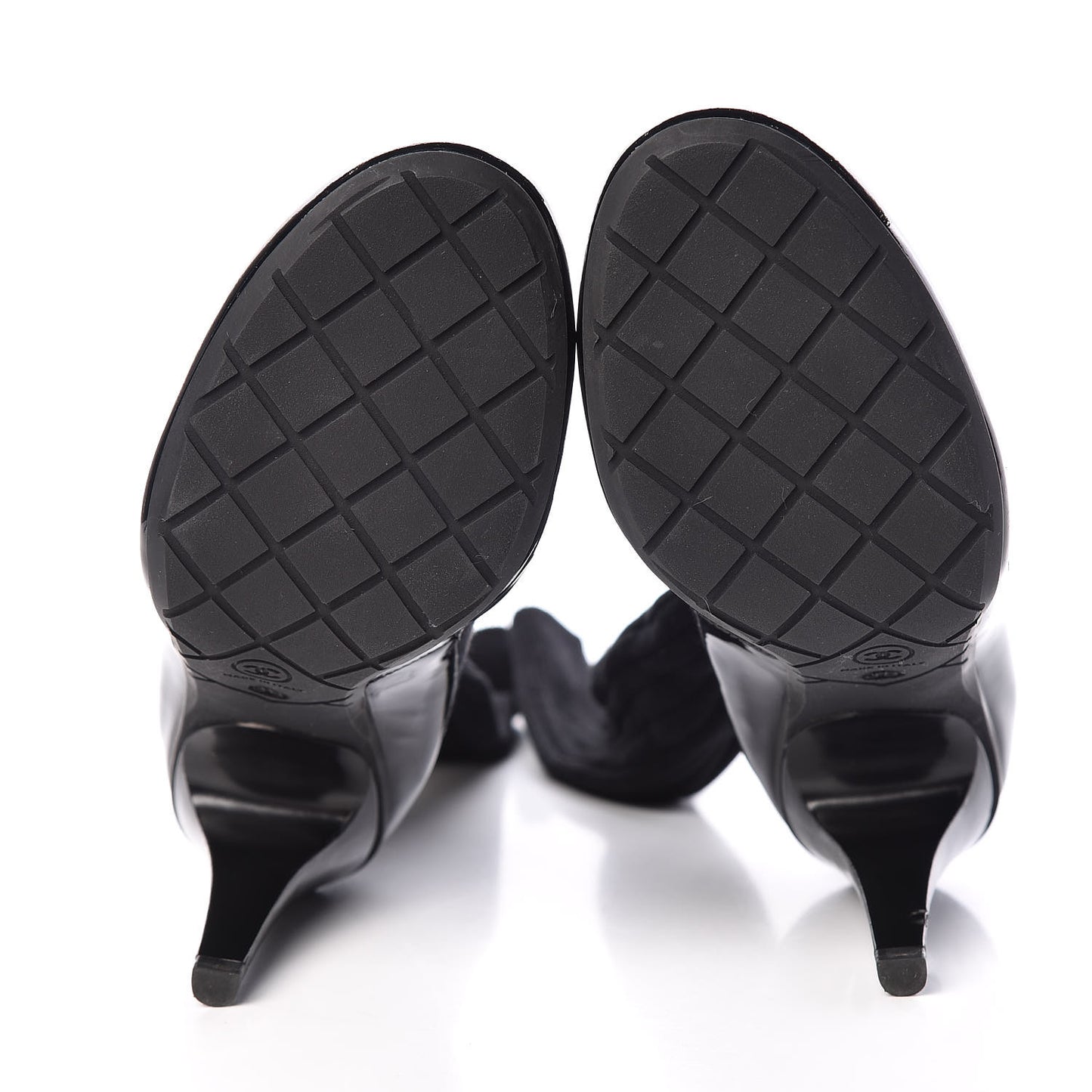 Patent Knit Sock Boots 38 Black