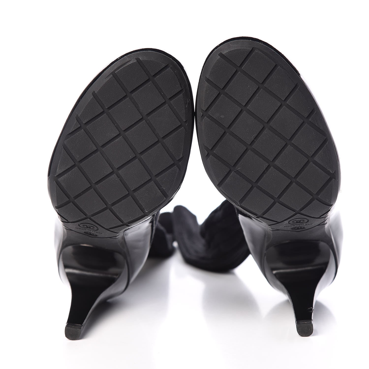 Chanel Patent Knit Sock Boots 38 Black 7 of 11