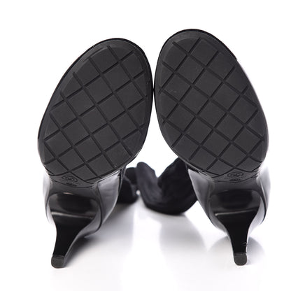 Chanel Patent Knit Sock Boots 38 Black 7 of 11