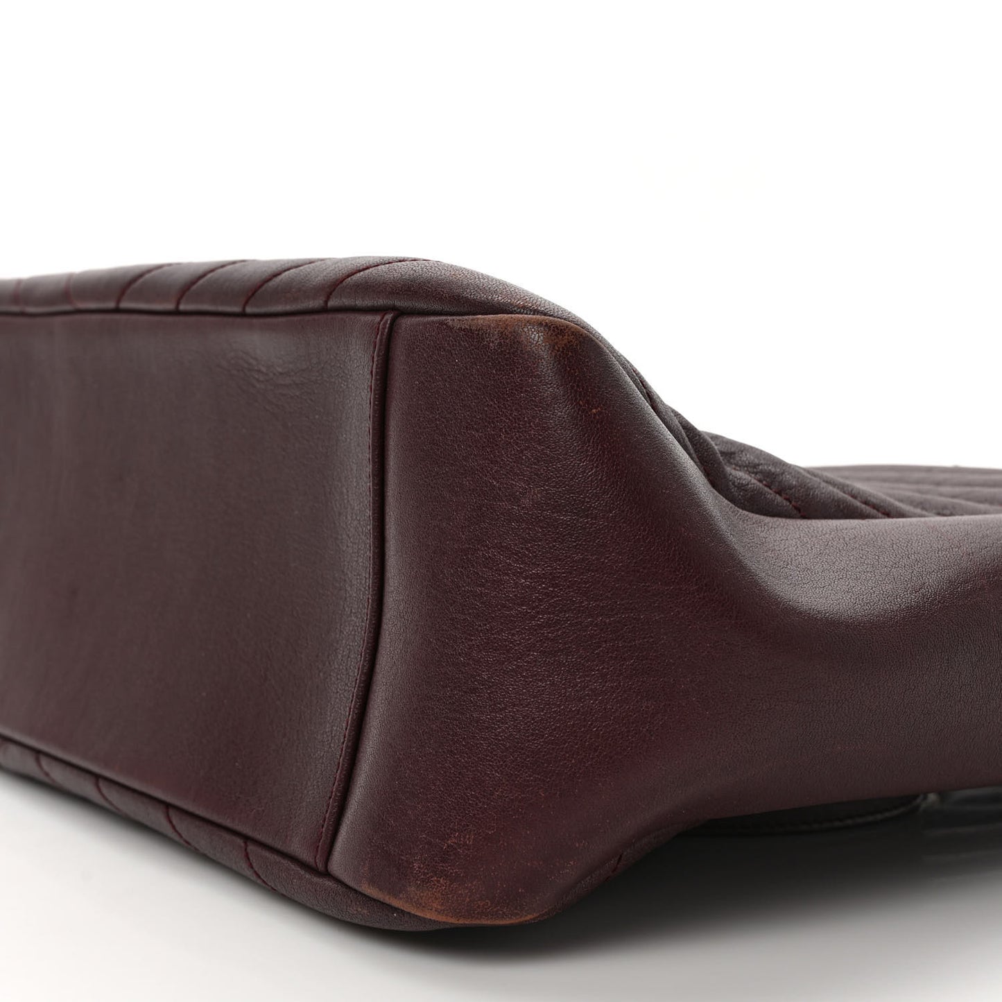 Sheepskin Matelasse Chevron Large Monogram Shopping Bag Burgundy