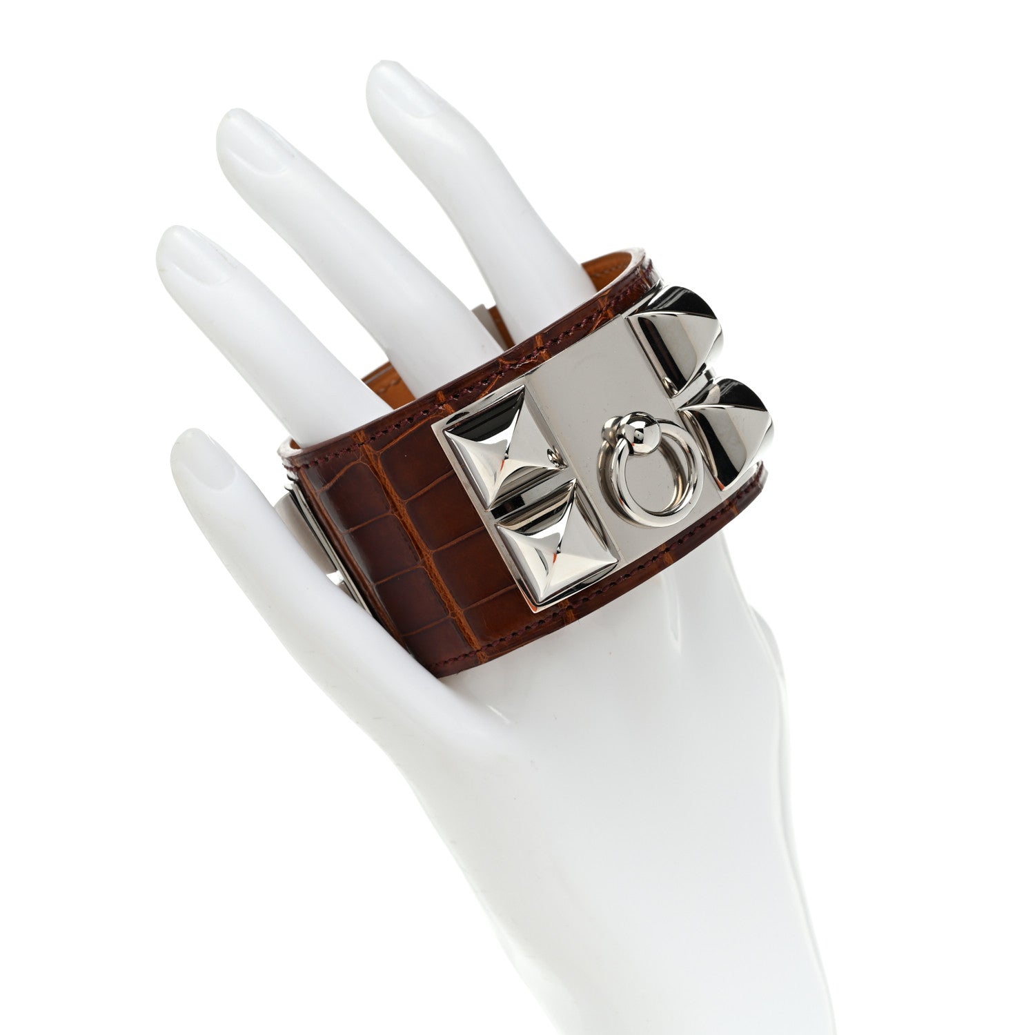 Hermes Shiny Alligator Collier De Chien CDC S Bracelet Miel 2 of 7