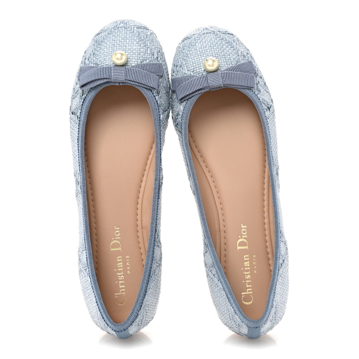 Raffia Cannage Ballet Flat 37 Bleu Pastel