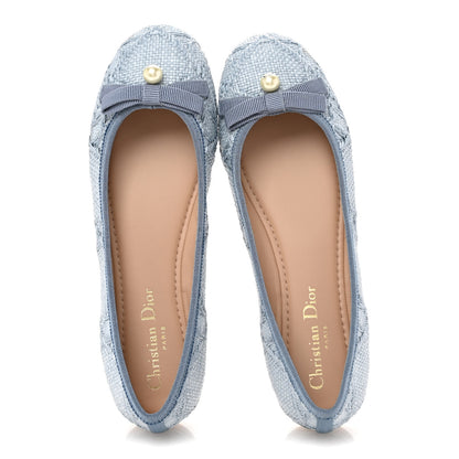 Christian Dior Raffia Cannage Ballet Flat 37 Bleu Pastel 2 of 10